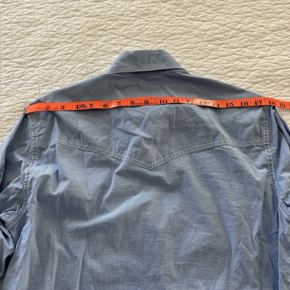 Rafter C Cowboy Collection Pro Flex 45 Mens SMALL White Blue Check Pearl Snap - Picture 9 of 9